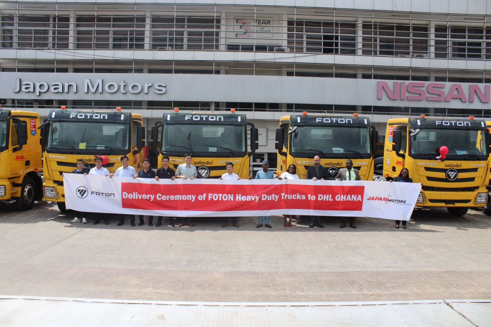 Japan Motors is pleased to deliver a fleet of Foton trucks to DHL Ghana, helping keep logistics moving smoothly. We’re excited to be part of DHL Ghana's journey!